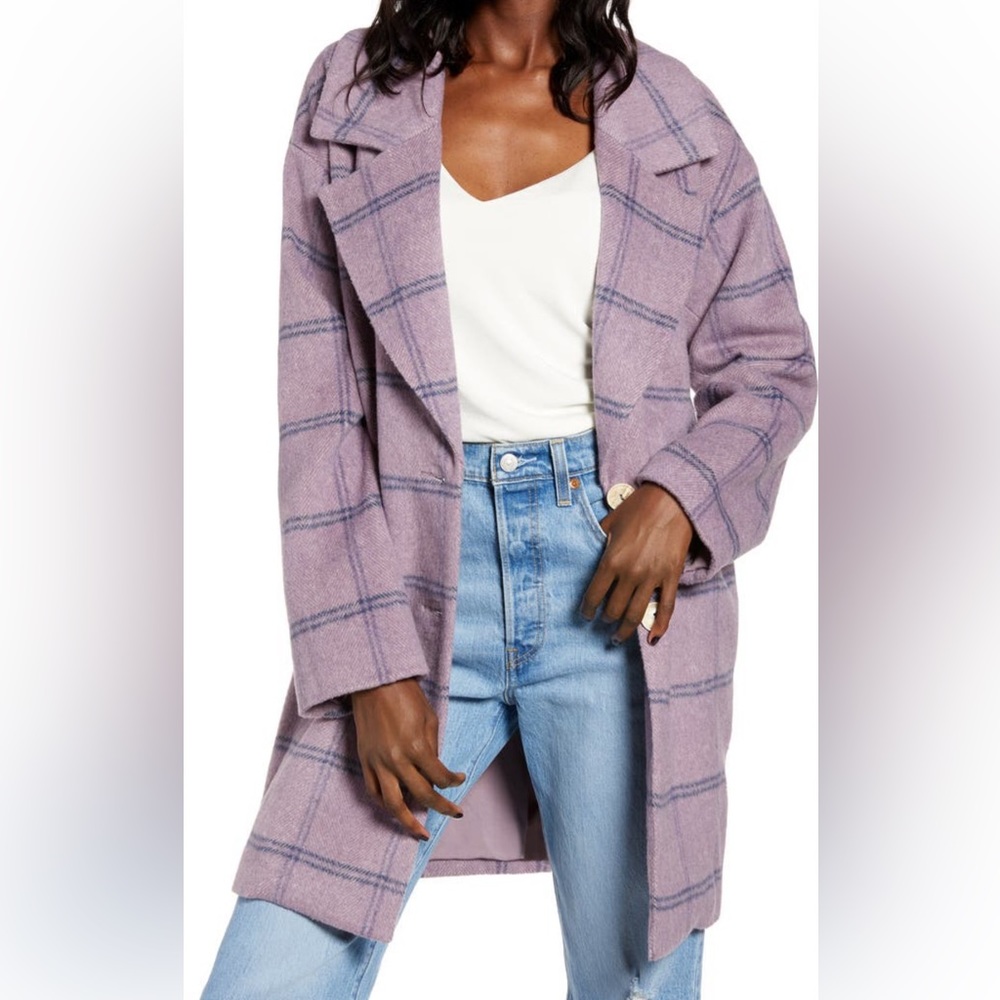 NEW Aster the label plaid coat size Large over size chic style new with black ag